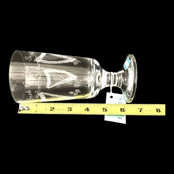 Eamon Irish Coffee Glass Set Pair Stemmed Etched Harp Shamrocks Hand Etched. - Picture 3 of 16